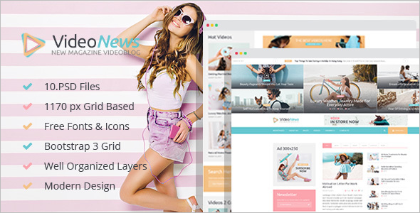 Video blog PSD WordPress Theme