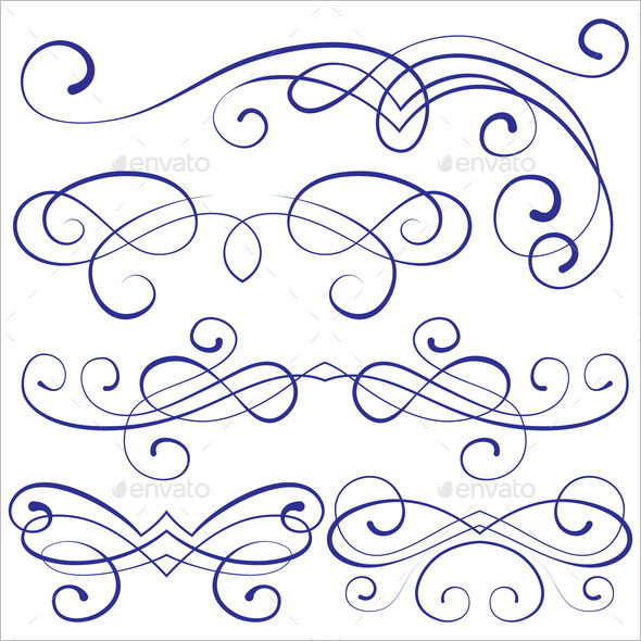 calligraphic design elements and page decoration set image
