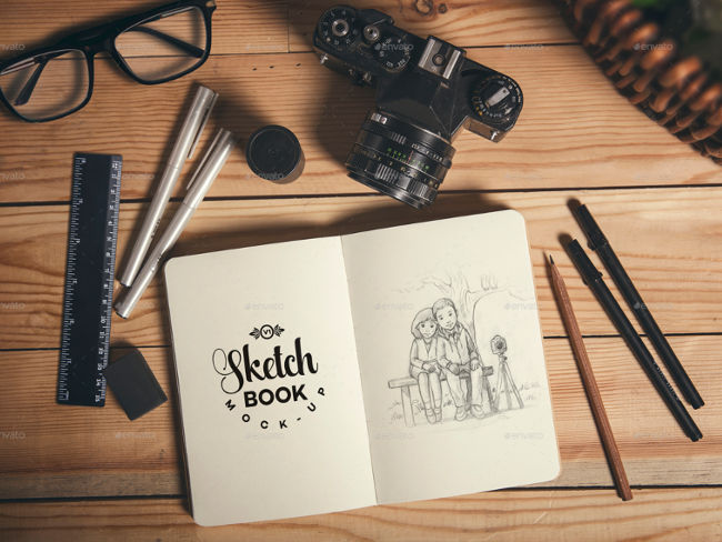 clasic sketch book mockup