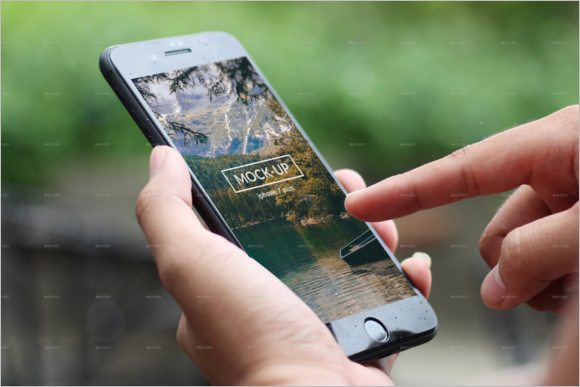 iPhone In Hand Mockup Template