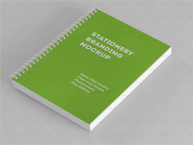 spiral book stationary mockup