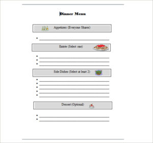word dinner menu template