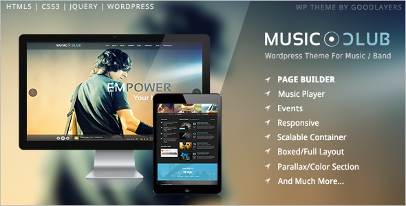 3 Column Music Band WordPress Template