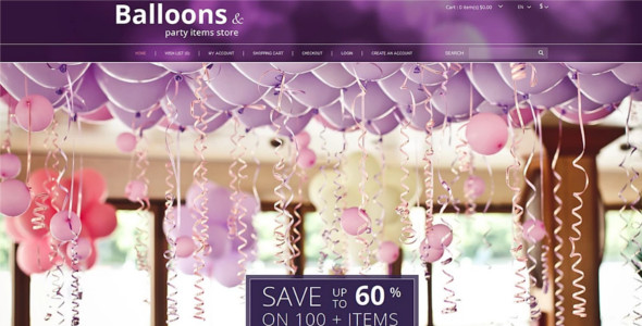 Balloons and Party Stuff OpenCart Template