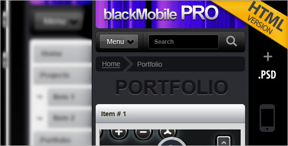 Black Mobile PRO HTML Website Template