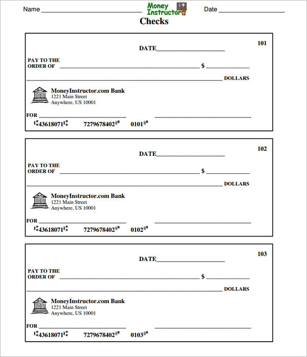 Blank Donation Check Template
