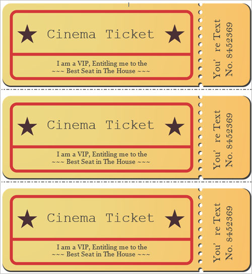 Printable Customizable Movie Ticket Template Printable Templates