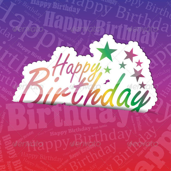 Happy Birthday (sticker) on a typography background