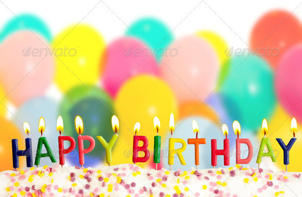 Isolated Happy Birthday Balloons Background