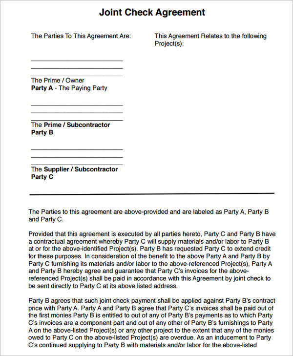 Joint Check Agreement Form pdf