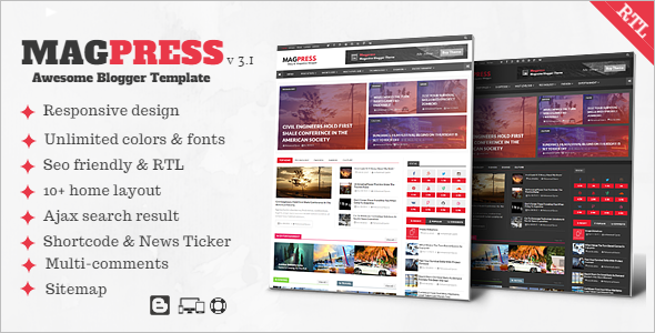 Magpress Magazine Responsive Blogger Template