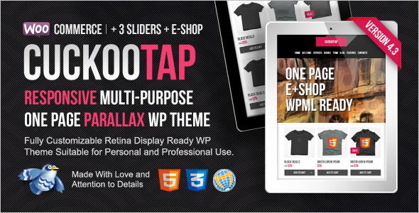 OnePage Parallax E-Shop WordPress Template