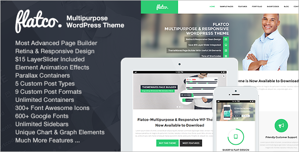 OnePage Parallax Flat WordPress Template
