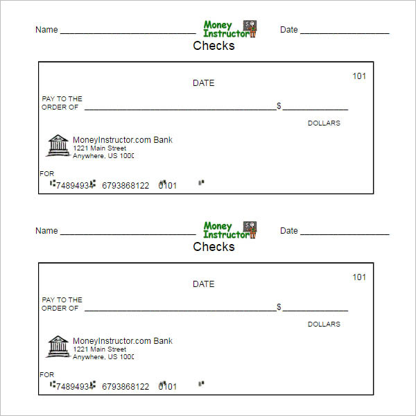 Printable Fillable Free Blank Check Template Pdf