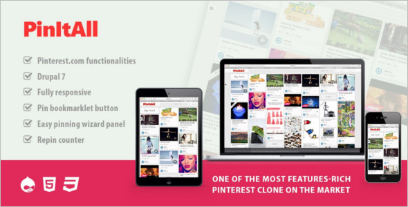 Reactive Drupal Pinterest Clone Theme