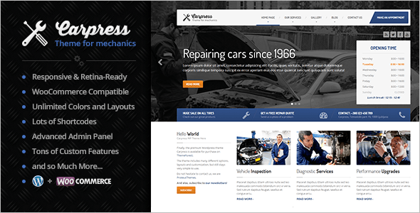 Repairing Car Business WordPress Template