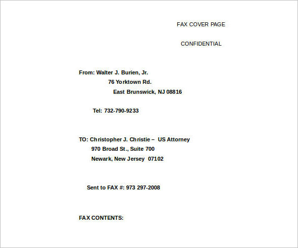 Sample Fax Cover Sheet Template