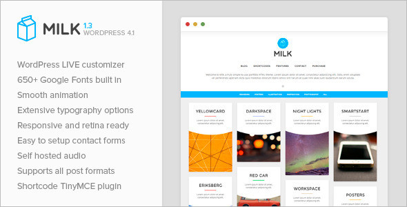Simple Masonry Milk WordPress Template