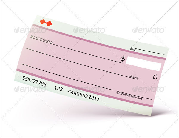 Vector illustration of bank check isolated on the white background