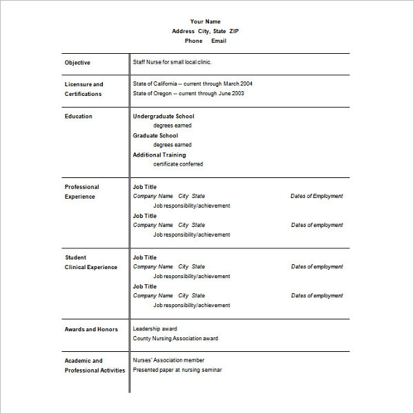 Best Ms Office Nursing Resume CV Template
