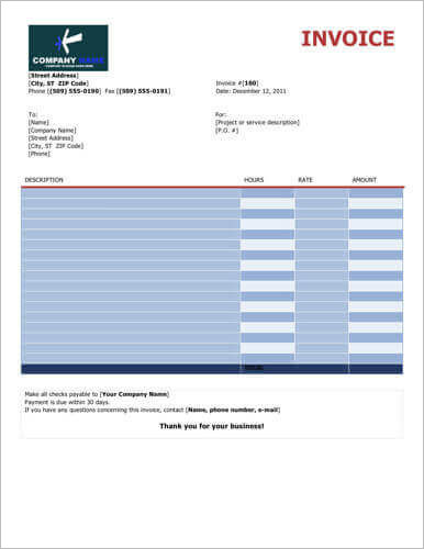 Colorful-free-invoice-hourly
