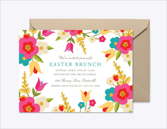 Country Flowers Easter Invitation Template