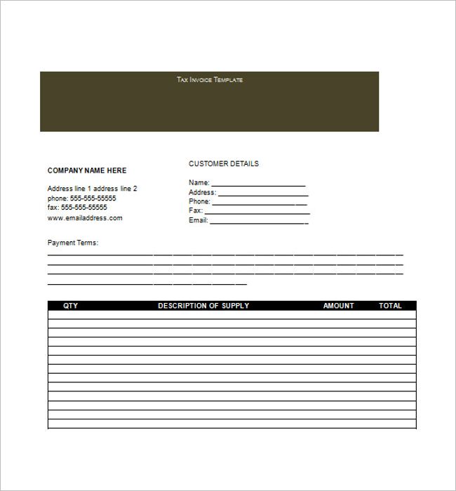 Download Tax Invoice Template Form