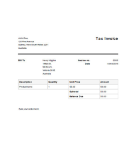 Editable Tax Invoice Template