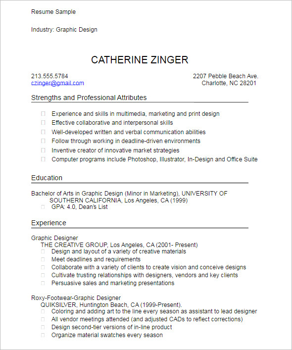 Graphic Student Resume Template