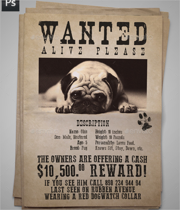 50+ Printable Wanted Poster Templates Free PDF, PSD Designs