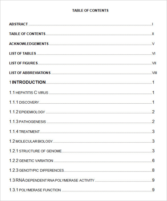 microsoft word table of contents periods