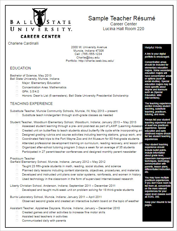 29+ Teacher Resume Templates Free PDF, Word Documents