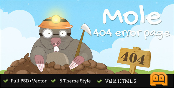 Mole 404 Error Page Website Template