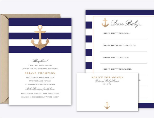 Navy Baby Shower Invitation