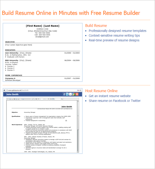 Online Resume Builder Template