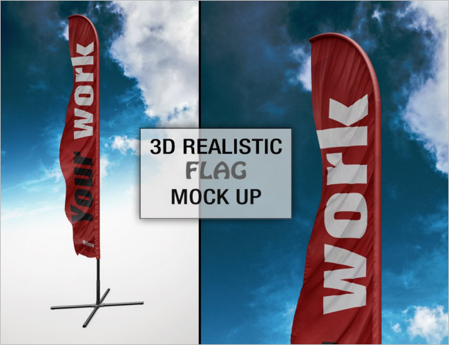 Outdoor Flag Mockup PSD