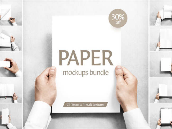 Plain Paper Mockups Bundle Method