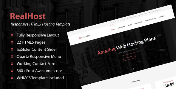 Responsive Bootstrap Website Hosting Template