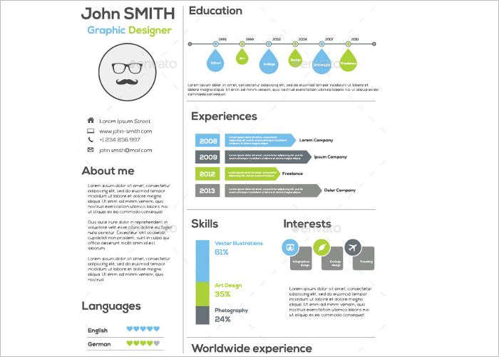 Simple Infographic Flat resume Template