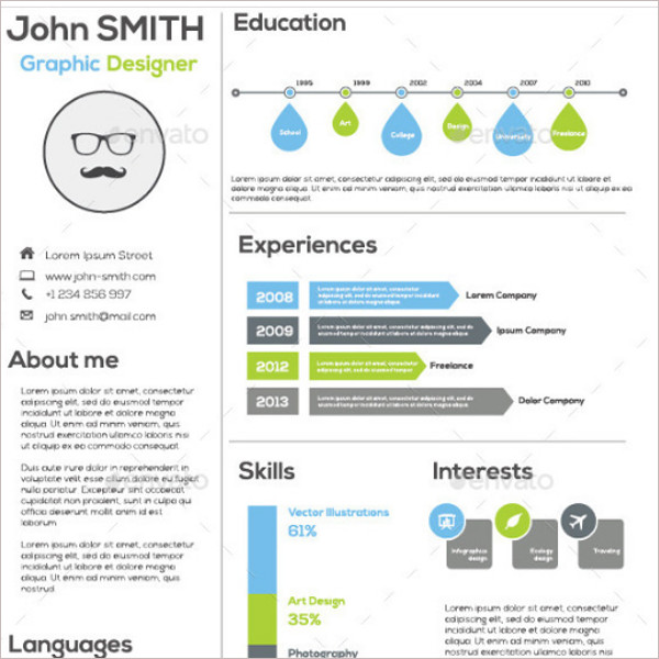 Simple Main Infographic Resume Template AI Format Download