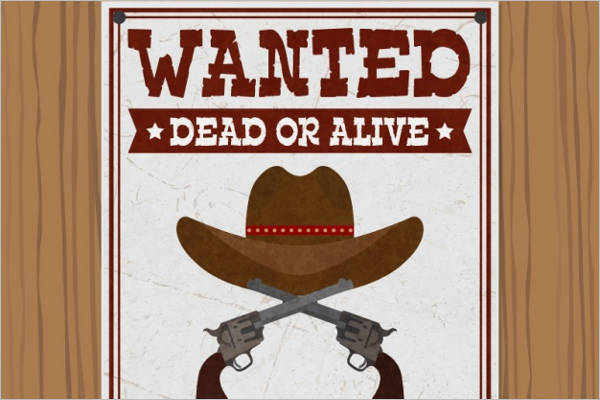 Wanted poster with hat and pistols