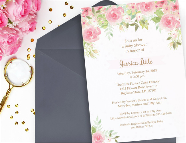 Watercolor shower invitation