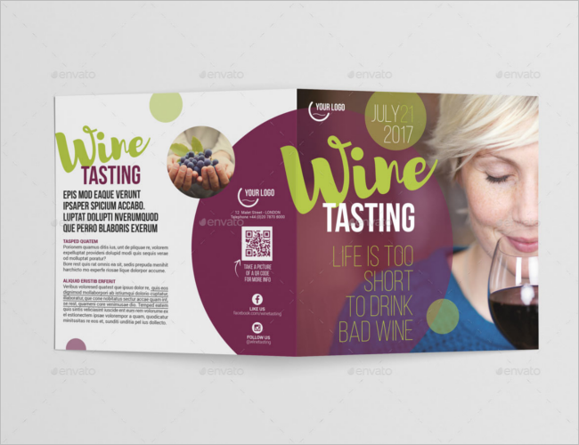 Wine Square Bi-Fold Brochure