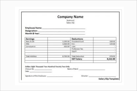 employee salary slip format pdf