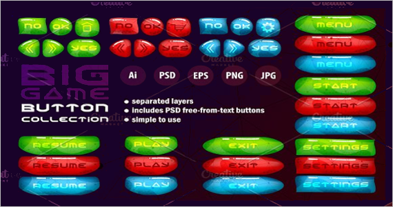Buttons user interface Game Assets Theme