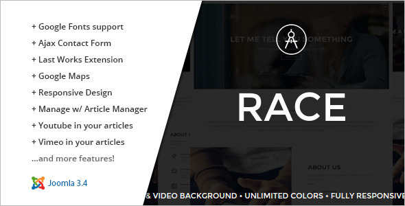 One Page Racing Joomla Template