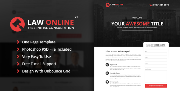 Online Unbounce Landing page Template