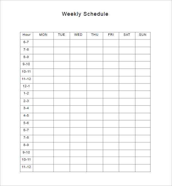 editable daily schedule template