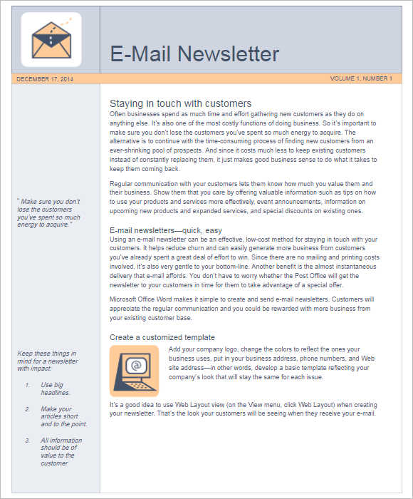subscription options email newsletters