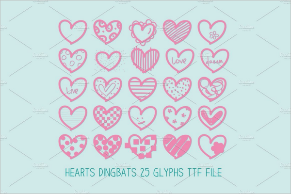 Hearts Dingbats Font